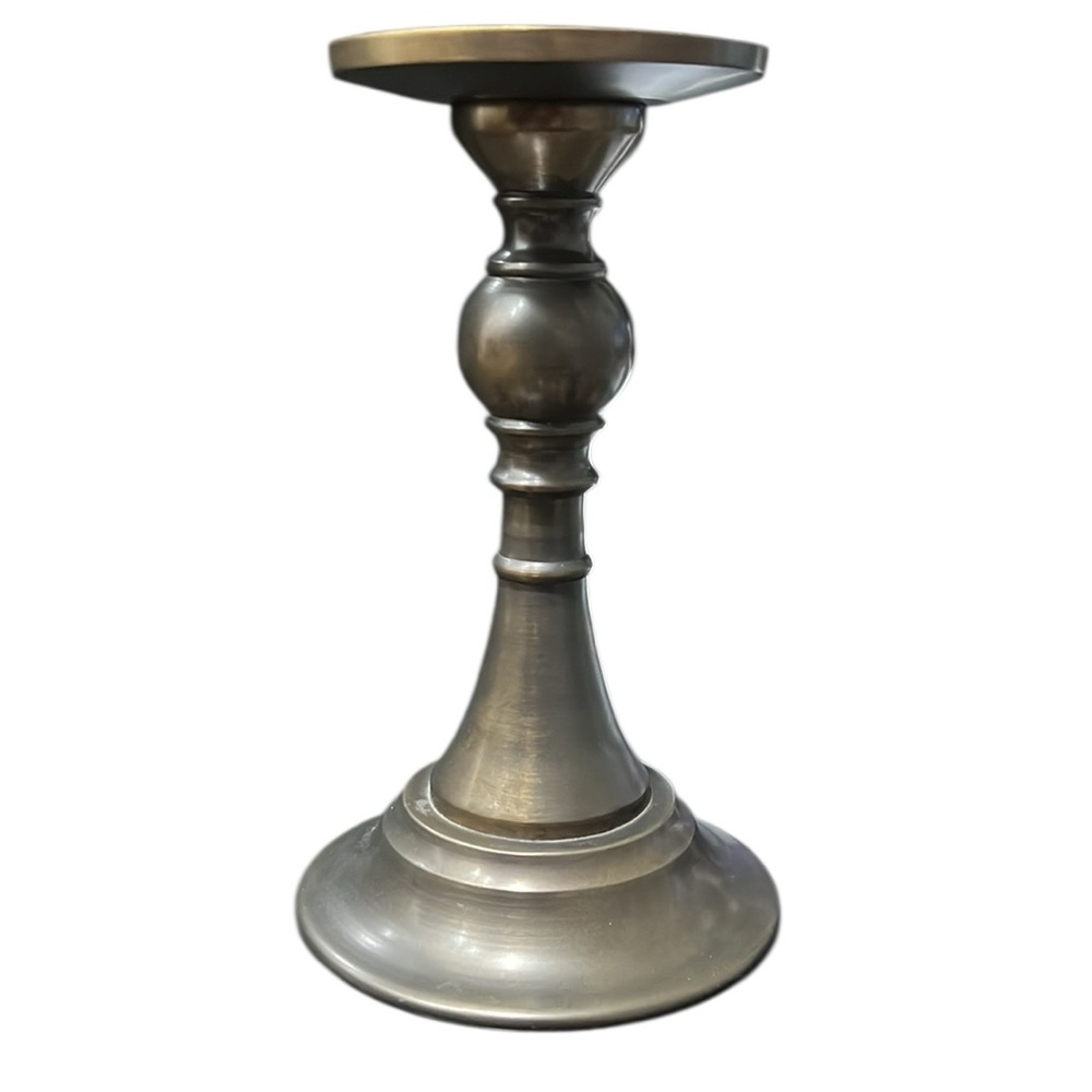 Pottery Barn Candle Holder Pillar Bronze Finished Metal 9.5" Home Decor